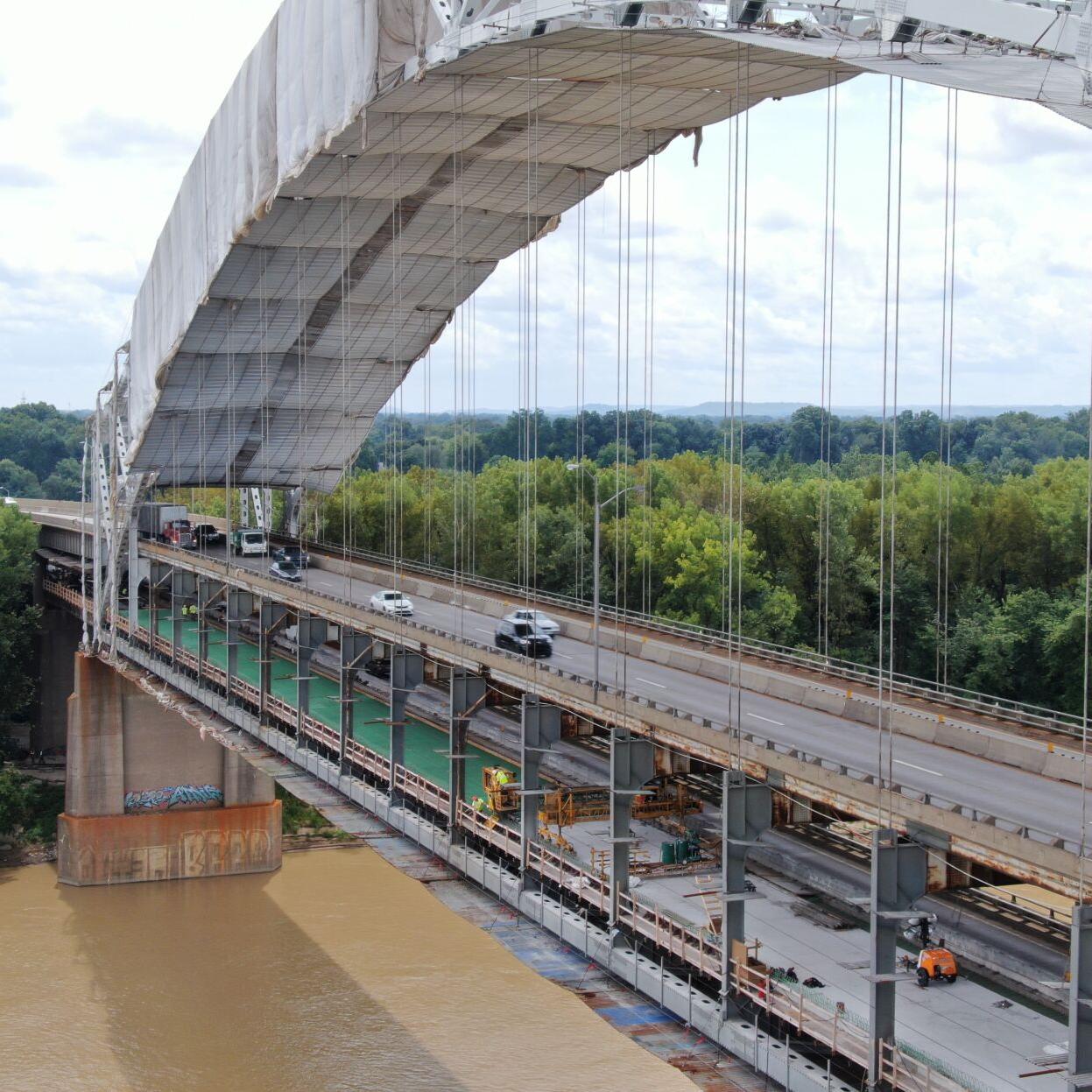 Drone footage of the Sherman Minton Bridge